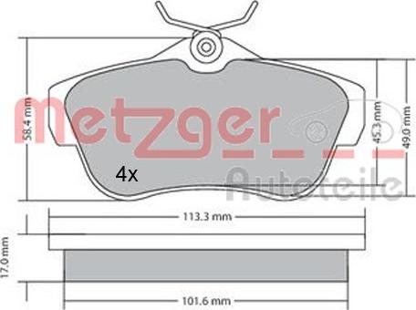 Metzger 1170192 - Bremsbelagsatz, Scheibenbremse alexcarstop-ersatzteile.com