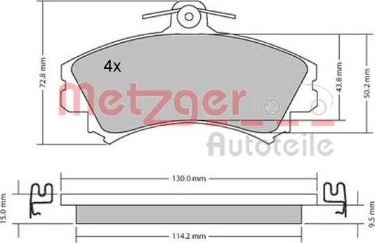 Metzger 1170143 - Bremsbelagsatz, Scheibenbremse alexcarstop-ersatzteile.com