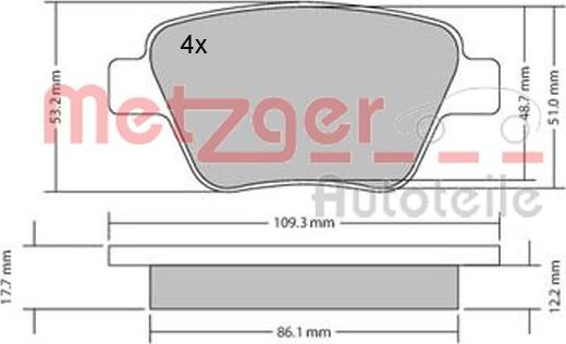 Metzger 1170106 - Bremsbelagsatz, Scheibenbremse alexcarstop-ersatzteile.com