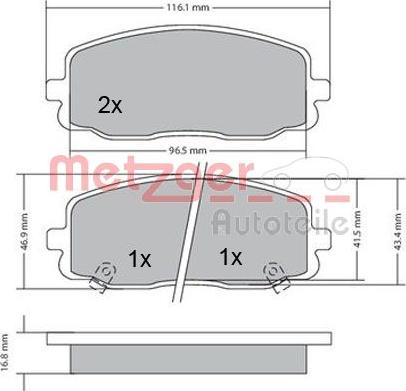 Metzger 1170108 - Bremsbelagsatz, Scheibenbremse alexcarstop-ersatzteile.com