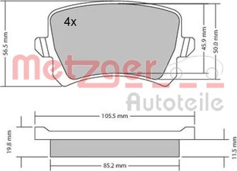 Metzger 1170116 - Bremsbelagsatz, Scheibenbremse alexcarstop-ersatzteile.com