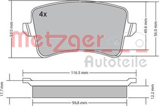 Metzger 1170113 - Bremsbelagsatz, Scheibenbremse alexcarstop-ersatzteile.com