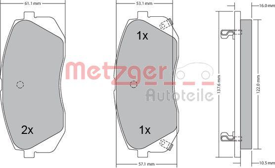 Metzger 1170186 - Bremsbelagsatz, Scheibenbremse alexcarstop-ersatzteile.com