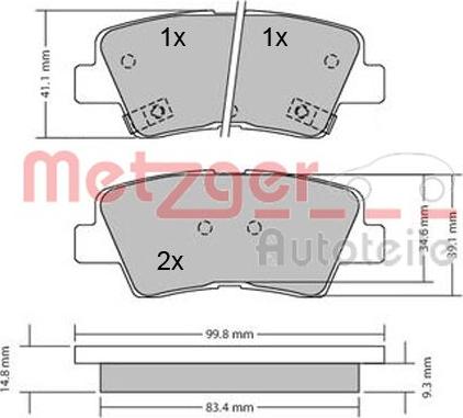 Metzger 1170134 - Bremsbelagsatz, Scheibenbremse alexcarstop-ersatzteile.com