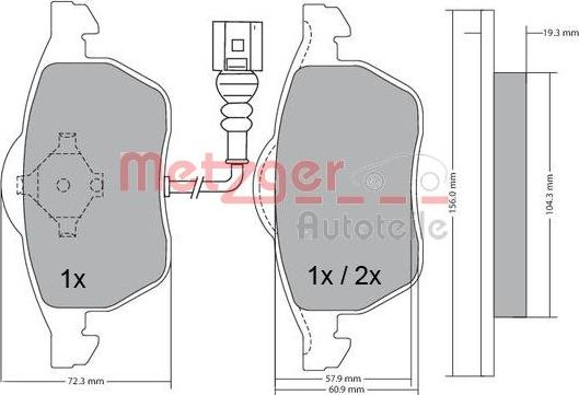 Metzger 1170122 - Bremsbelagsatz, Scheibenbremse alexcarstop-ersatzteile.com