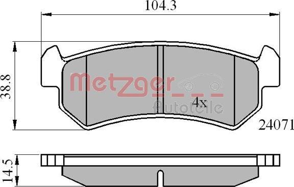 Metzger 1170869 - Bremsbelagsatz, Scheibenbremse alexcarstop-ersatzteile.com