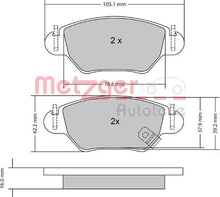 Metzger 1170809 - Bremsbelagsatz, Scheibenbremse alexcarstop-ersatzteile.com