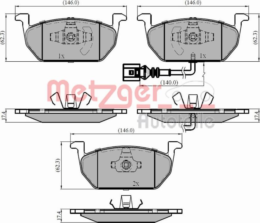 Metzger 1170828 - Bremsbelagsatz, Scheibenbremse alexcarstop-ersatzteile.com