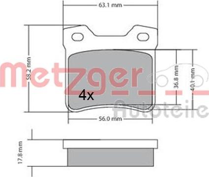 Metzger 1170310 - Bremsbelagsatz, Scheibenbremse alexcarstop-ersatzteile.com