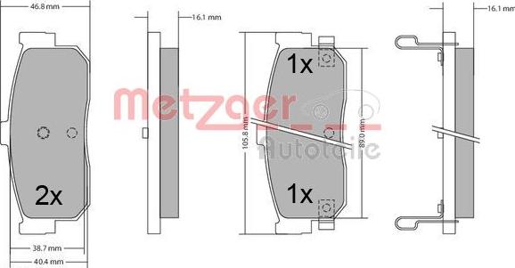 Metzger 1170387 - Bremsbelagsatz, Scheibenbremse alexcarstop-ersatzteile.com