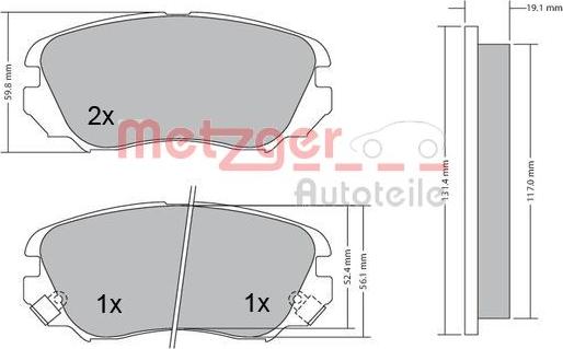 Metzger 1170291 - Bremsbelagsatz, Scheibenbremse alexcarstop-ersatzteile.com