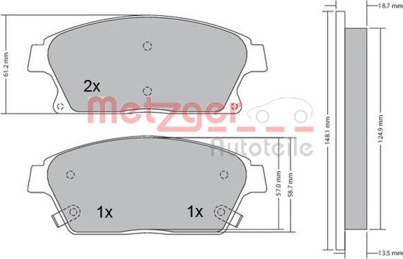 Metzger 1170292 - Bremsbelagsatz, Scheibenbremse alexcarstop-ersatzteile.com