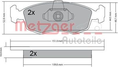 Metzger 1170249 - Bremsbelagsatz, Scheibenbremse alexcarstop-ersatzteile.com