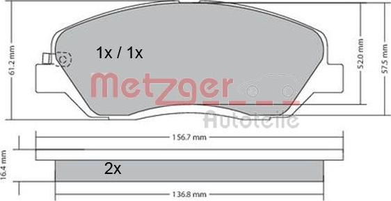 Metzger 1170205 - Bremsbelagsatz, Scheibenbremse alexcarstop-ersatzteile.com