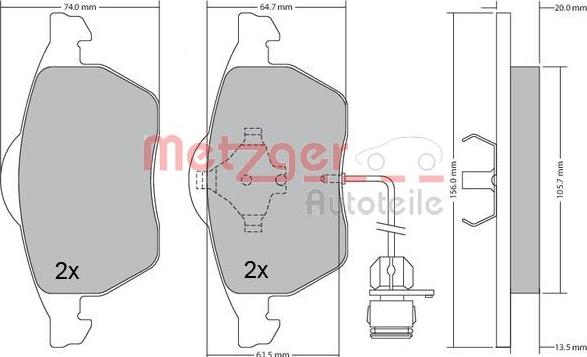 Metzger 1170225 - Bremsbelagsatz, Scheibenbremse alexcarstop-ersatzteile.com