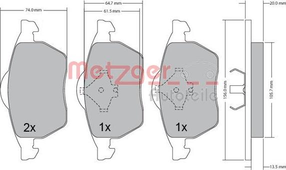 Metzger 1170278 - Bremsbelagsatz, Scheibenbremse alexcarstop-ersatzteile.com