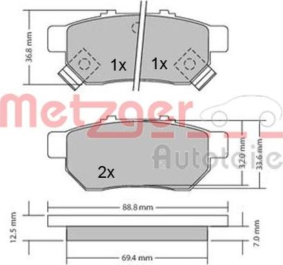 Metzger 1170272 - Bremsbelagsatz, Scheibenbremse alexcarstop-ersatzteile.com