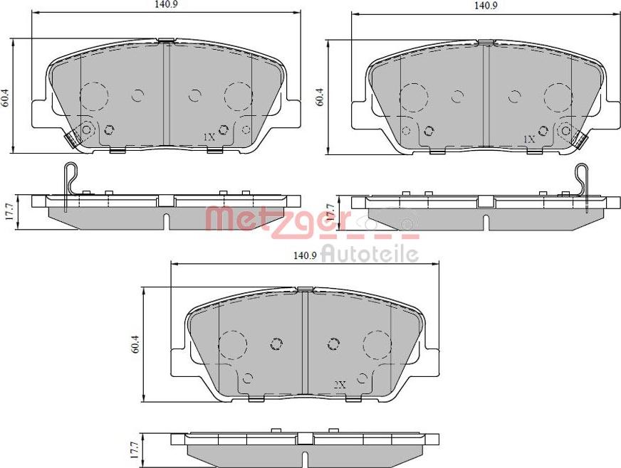 Metzger 1170780 - Bremsbelagsatz, Scheibenbremse alexcarstop-ersatzteile.com