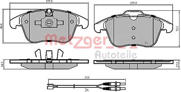 Metzger 1170773 - Bremsbelagsatz, Scheibenbremse alexcarstop-ersatzteile.com