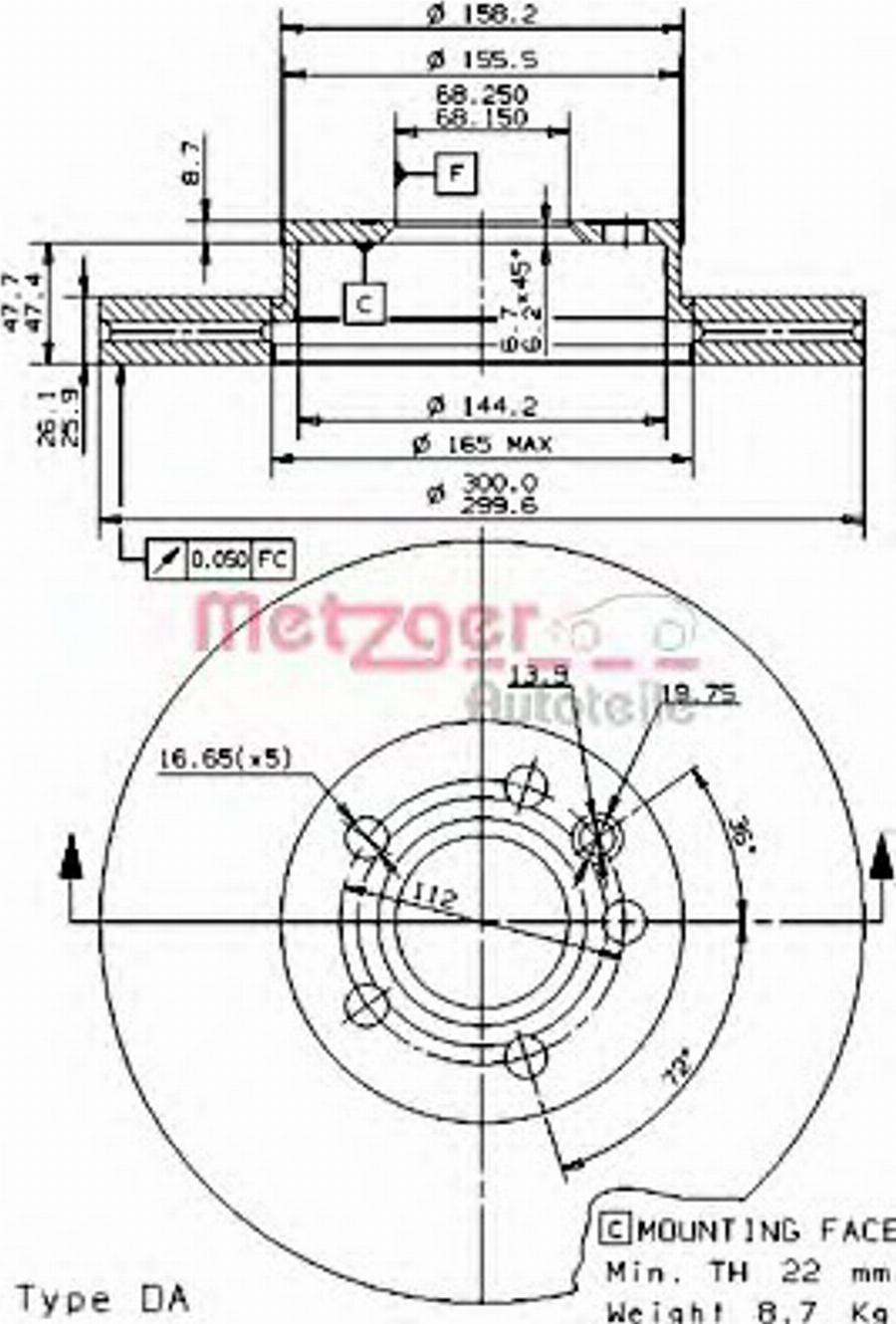 Metzger 25071 V - Bremsscheibe alexcarstop-ersatzteile.com