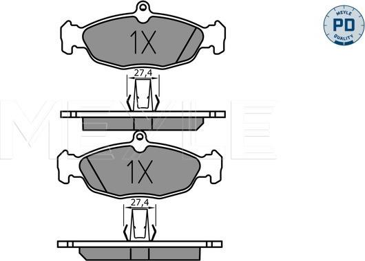 Meyle 025 244 8717/PD - Bremsbelagsatz, Scheibenbremse alexcarstop-ersatzteile.com