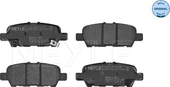 Meyle 025 248 7113/W - Bremsbelagsatz, Scheibenbremse alexcarstop-ersatzteile.com