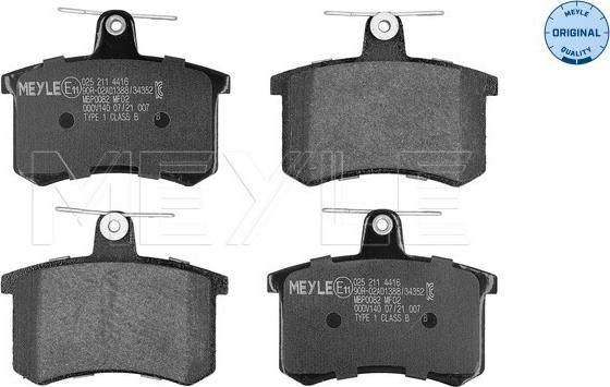 Meyle 025 211 4416 - Bremsbelagsatz, Scheibenbremse alexcarstop-ersatzteile.com