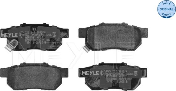 Meyle 025 217 3813/W - Bremsbelagsatz, Scheibenbremse alexcarstop-ersatzteile.com