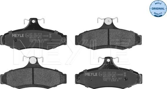 Meyle 025 232 3714 - Bremsbelagsatz, Scheibenbremse alexcarstop-ersatzteile.com