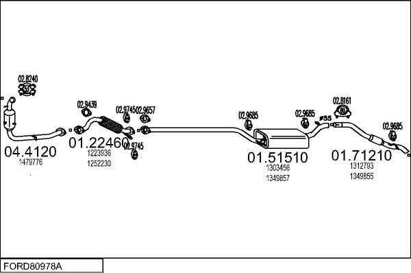 MTS FORD80978A011895 - Abgasanlage alexcarstop-ersatzteile.com