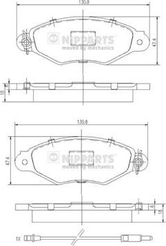 Nipparts J3601093 - Bremsbelagsatz, Scheibenbremse alexcarstop-ersatzteile.com