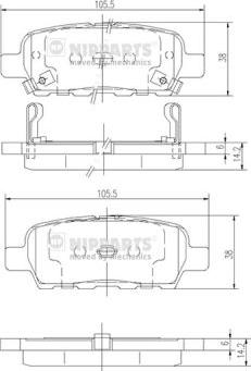 Nipparts J3611044 - Bremsbelagsatz, Scheibenbremse alexcarstop-ersatzteile.com