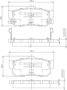 Nipparts J3611034 - Bremsbelagsatz, Scheibenbremse alexcarstop-ersatzteile.com