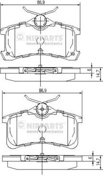 Nipparts J3612026 - Bremsbelagsatz, Scheibenbremse alexcarstop-ersatzteile.com