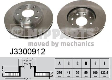 Nipparts J3300912 - Bremsscheibe alexcarstop-ersatzteile.com