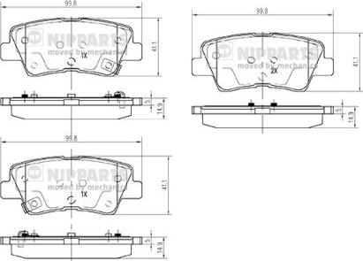 Nipparts N3610314 - Bremsbelagsatz, Scheibenbremse alexcarstop-ersatzteile.com