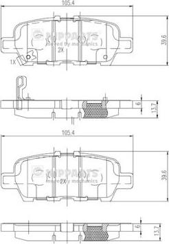 Nipparts N3611051 - Bremsbelagsatz, Scheibenbremse alexcarstop-ersatzteile.com