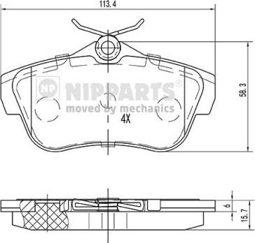 Nipparts N3612050 - Bremsbelagsatz, Scheibenbremse alexcarstop-ersatzteile.com