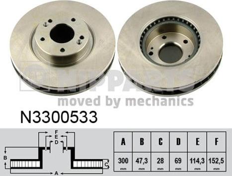 Nipparts N3300533 - Bremsscheibe alexcarstop-ersatzteile.com