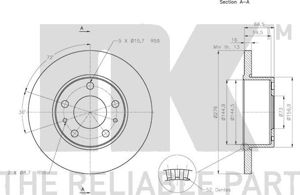 NK 202354 - Bremsscheibe alexcarstop-ersatzteile.com