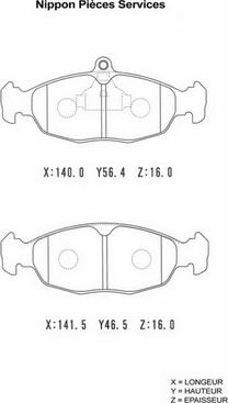 NPS D360O01 - Bremsbelagsatz, Scheibenbremse alexcarstop-ersatzteile.com