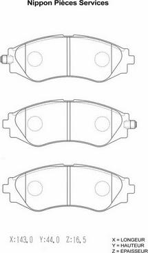 NPS D360O03 - Bremsbelagsatz, Scheibenbremse alexcarstop-ersatzteile.com