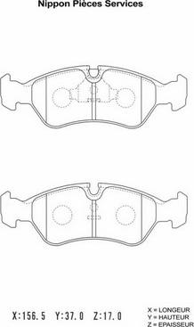 NPS D360O02 - Bremsbelagsatz, Scheibenbremse alexcarstop-ersatzteile.com