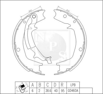 NPS H350I14 - Bremsbackensatz alexcarstop-ersatzteile.com