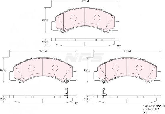 NPS I361U05 - Bremsbelagsatz, Scheibenbremse alexcarstop-ersatzteile.com