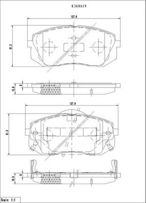 NPS K360A19 - Bremsbelagsatz, Scheibenbremse alexcarstop-ersatzteile.com