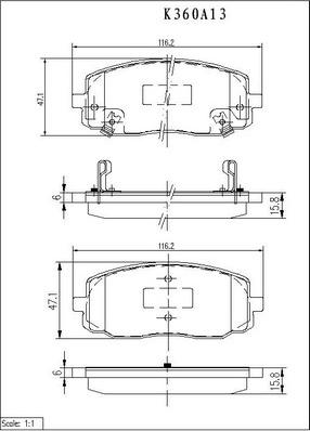 NPS K360A13 - Bremsbelagsatz, Scheibenbremse alexcarstop-ersatzteile.com