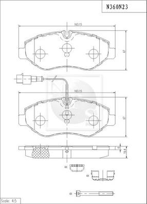 NPS N360N23 - Bremsbelagsatz, Scheibenbremse alexcarstop-ersatzteile.com