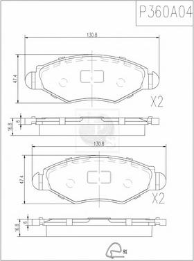 NPS P360A04 - Bremsbelagsatz, Scheibenbremse alexcarstop-ersatzteile.com