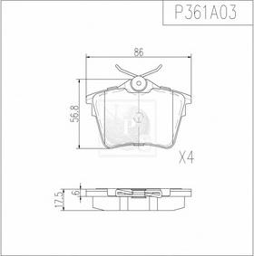 NPS P361A03 - Bremsbelagsatz, Scheibenbremse alexcarstop-ersatzteile.com